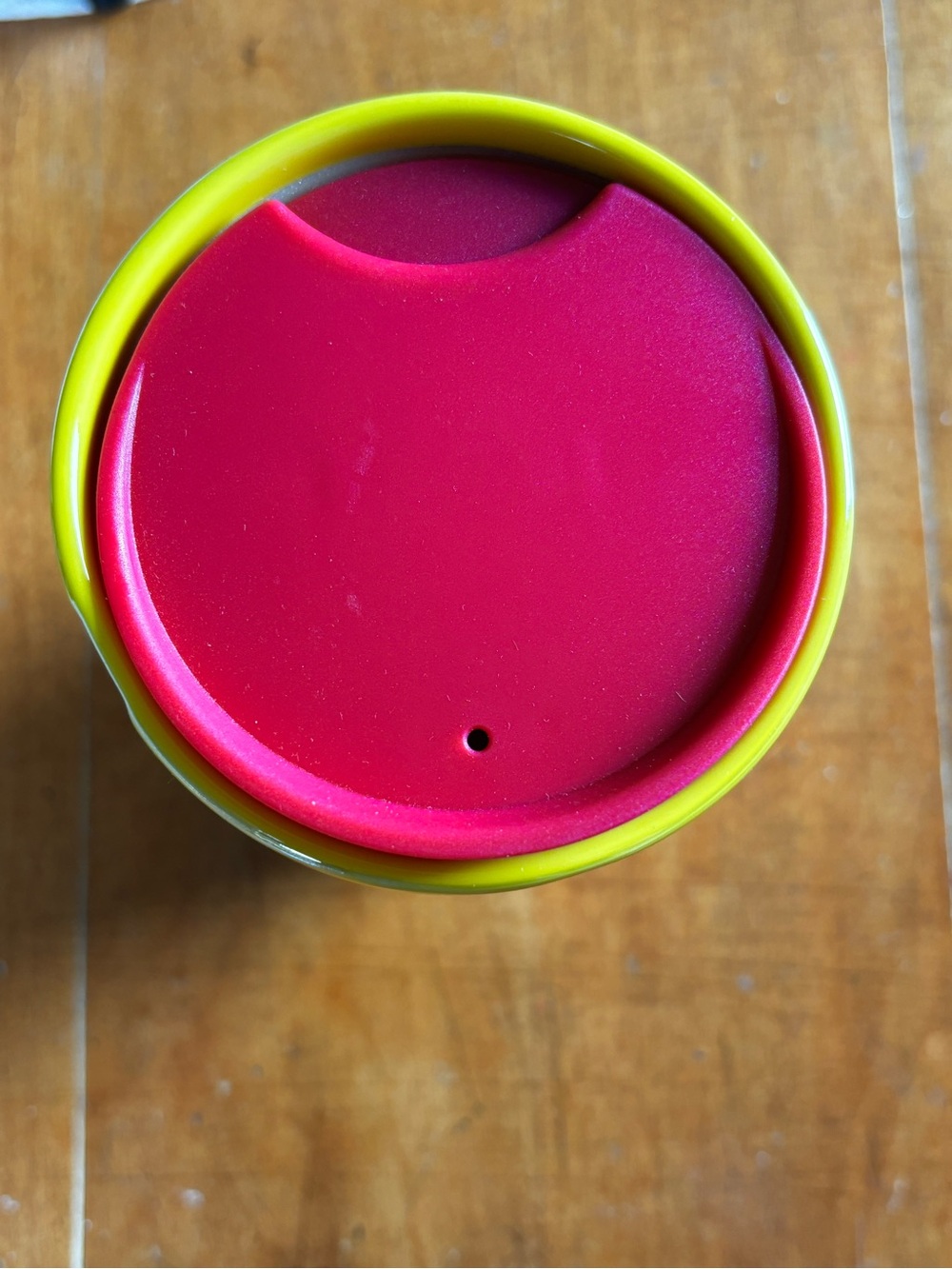 Starbucks Bright Yellow Ceramic Travel Tumbler with Pink Lid - Picture 2 of 8